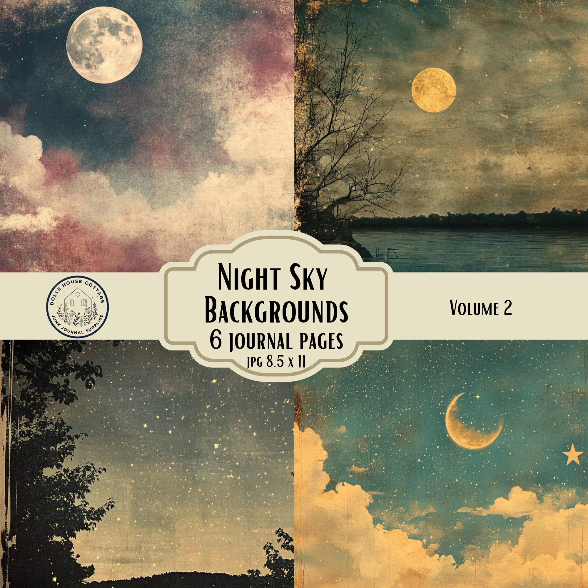 Night Sky Background Printable - Junk Journal Digital Paper - Celestial ...
