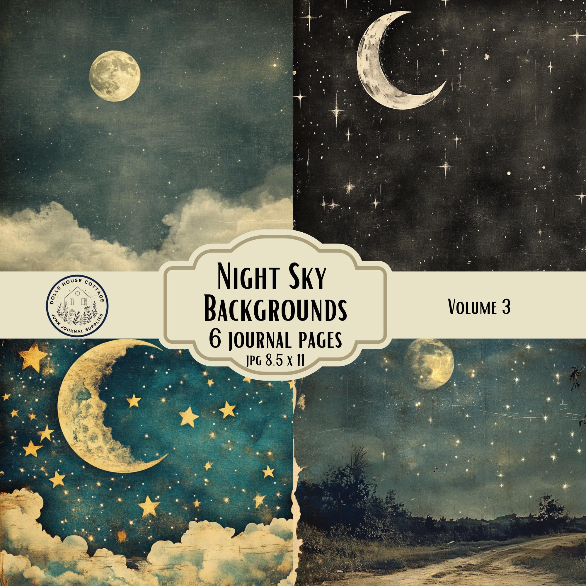 Night Sky Background Printable - Junk Journal Digital Paper - Celestial ...
