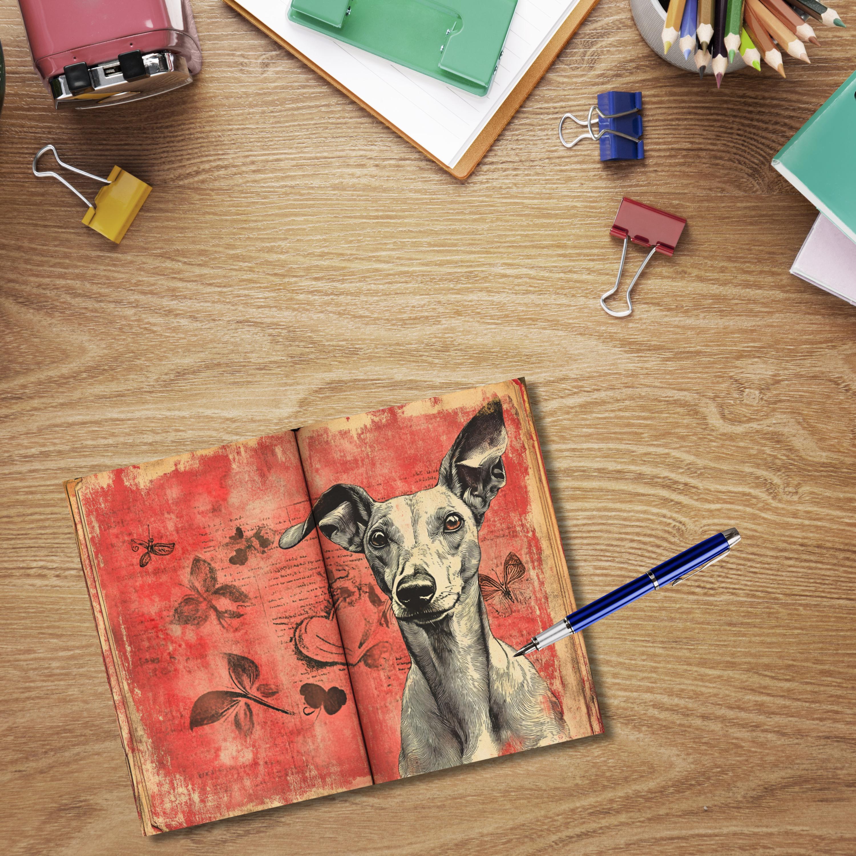 グレイハウンドのスクラップブックデザイン、犬のパターン、ハート型