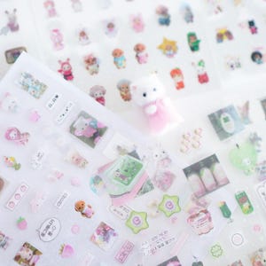 Retro Bos Calico Cuties Y2K Stickervel Japan Cutecore Emoji Holografische Glittery Clear Sticker voor Journaling Plakboek Planner Decor