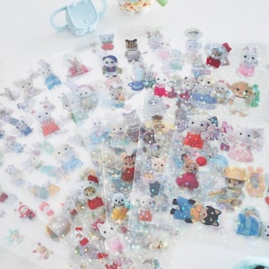 Hojas de pegatinas de animales bebés vintage Critter Y2K holográficas Kawai tontas y lindas para regalar a diario, álbumes de recortes, fundas para portátiles, teléfonos y decoración de Switch