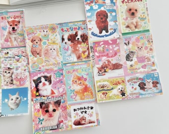 Set de 4 mini hojas de pegatinas Cutecore de gatitos y cachorros, estilo Y2K. Pegatinas nostálgicas para diario, álbum de recortes y agenda.
