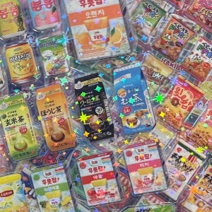 Pegatinas vintage de aperitivos japoneses y refresco Ramune, minipegatinas holográficas brillantes Y2K con estética retro para diario, álbumes de recortes, planificadores y decoración.
