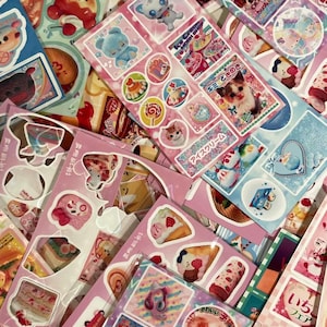 Lot de 4 mini feuilles d'autocollants rétro mignons de l'an 2000 pour chatons et chiots, autocollants nostalgiques de l'an 2000 pour la tenue d'un journal, agenda de scrapbooking DS déco