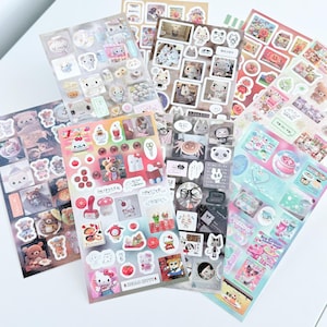 NEW Y2K japanese kawaii characters collage stickers retro vintage aesthetic 10 pc sticker sheets for Journaling Scrapbook Planner NDS decors