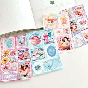 4er Set y2k Objekte & Baby Welpe Retro Mini Cutecore Sticker Blätter ästhetische nostalgische Aufkleber für Journaling Scrapbook Planer DS Dekor