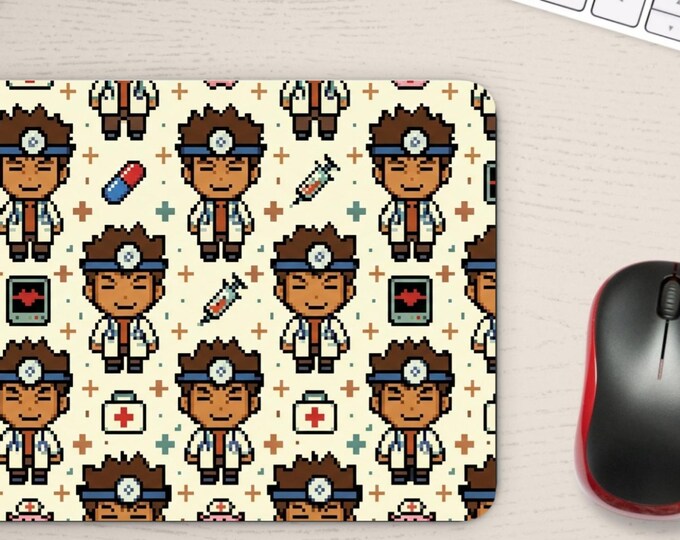 Brock Pokemon Mousepad - Retro Pixel Art Gym Leader - Medical Student Gift - Anime Nurse Office Decor - 8-Bit Pixel Art