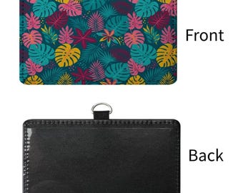 Vibrant Tropical Leaf ID Badge Holder | Summer Work ID Card Case for Nurses, Teachers, Office Staff, Nurses Week Gift