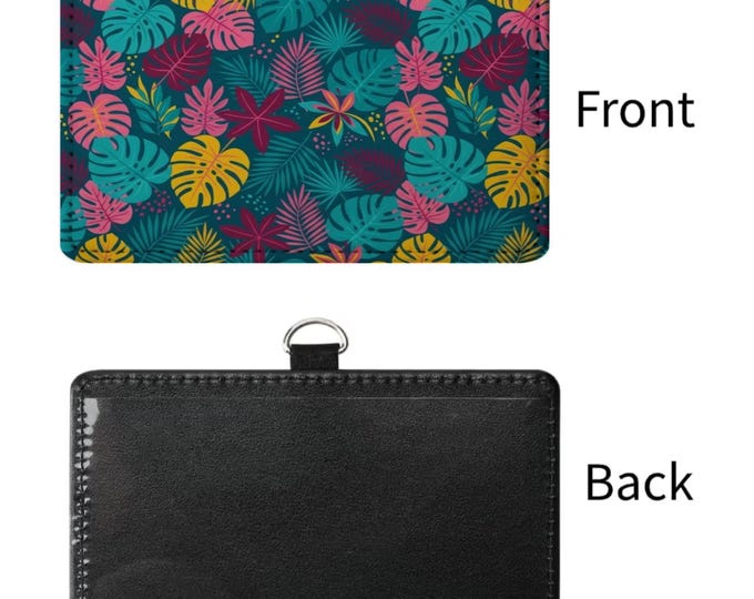 Vibrant Tropical Leaf ID Badge Holder | Summer Work ID Card Case for Nurses, Teachers, Office Staff, Nurses Week Gift