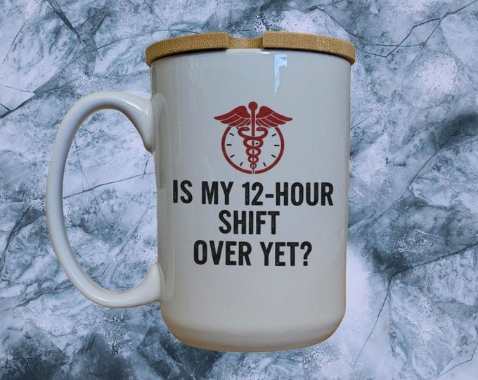 Funny Nurse Mug, 15oz Ceramic Coffee Cup with Bamboo Lid