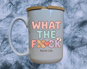 Funny Nurse Mug with Bamboo Lid, Sarcastic RN Coffee Cup, Nurse Practitioner Gift, Healthcare Worker Gift, Cute Nurse Appreciation Gift