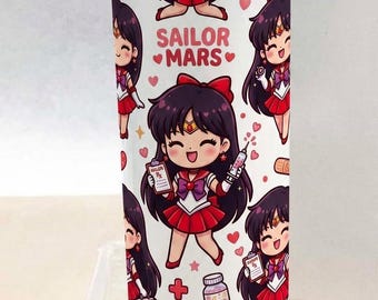 Sailor Mars Nurse Tumbler 20oz - Anime Skinny Stainless Steel Travel Cup, Cute Otaku Medical Gift