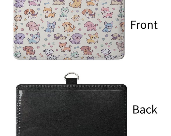 Dogs Sublimated ID Badge Holder | Cute Puppy Name Tag Sleeve | Vet Tech Nurse Work ID Card, Nurses Week Gift