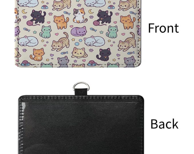 Cats Sublimated ID Badge Holder | Cute Kitten Name Tag Sleeve | Vet Tech Nurse Work ID Card, Nurses Week Gift