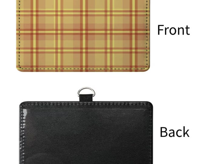 Yellow Plaid Sublimated ID Badge Holder | Classic Tartan Name Tag Sleeve | Work ID Card Case for Office, Teachers, Medical Staff