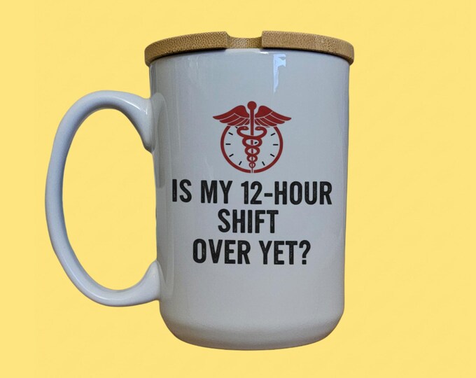 Funny Nurse Mug, 15oz Ceramic Coffee Cup with Bamboo Lid