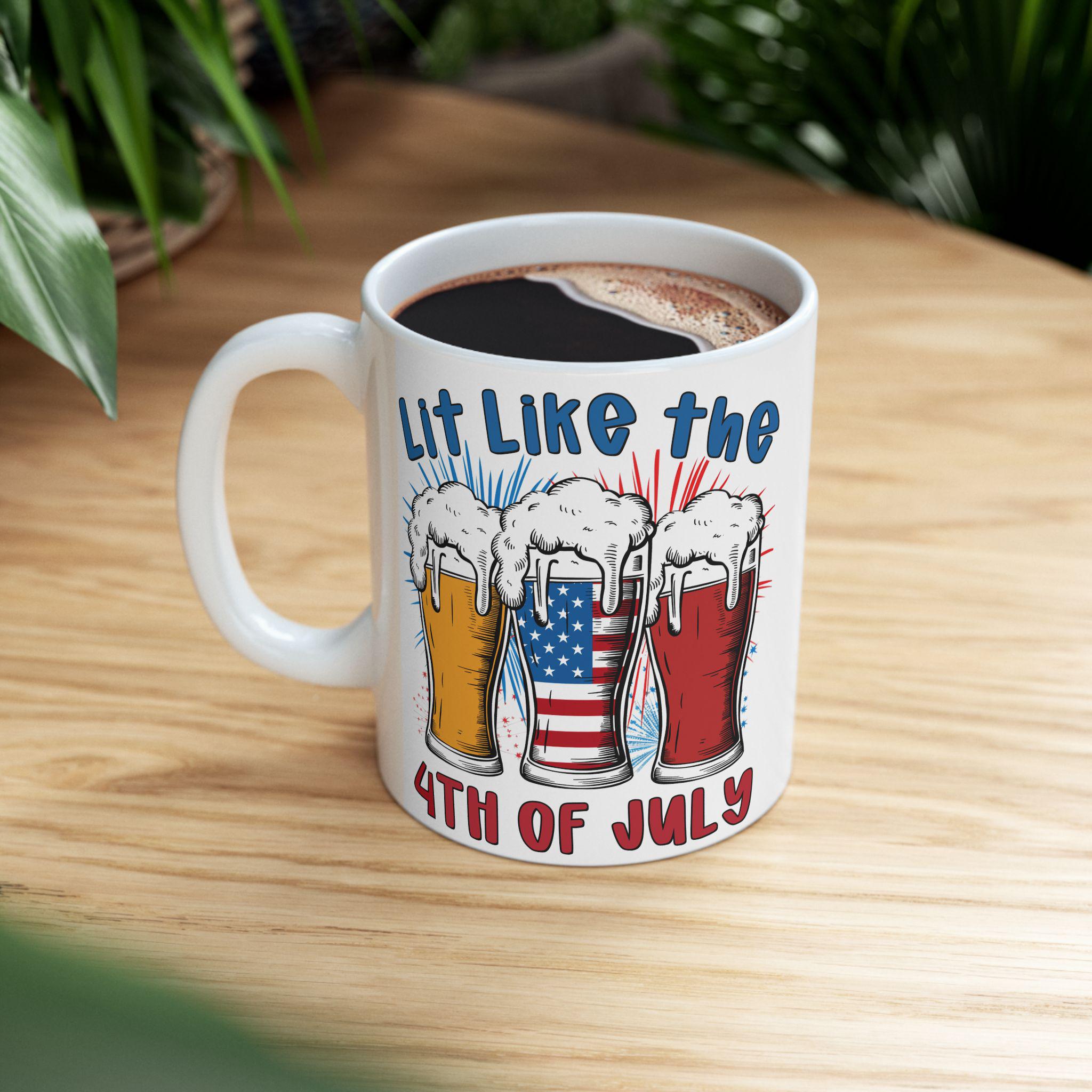Patriotic Mug Independence Day Coffee Cup USA Freedom Gift Red White Blue Revolutionary War Tea Mug Founding Fathers Drinkware