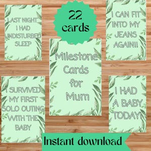 Cartes d'étape pour nouvelle maman, Vert feuillu, Jalons de la maternité, Célébration des victoires de maman, Cadeau de baby shower, Cadeau pour future maman, non sexiste