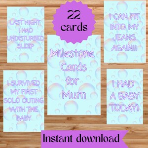 Cartes d'étape importante pour les nouvelles mamans, bulles, étapes importantes de la maternité, fêter les victoires de maman, cadeau de baby shower ou de future maman, cadeau pour maman, téléchargement immédiat