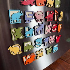 Imanes de madera con letras del alfabeto Imanes con letras de animales Imanes con letras del alfabeto de madera Imanes con letras de animales