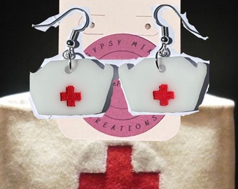 Nurses Hat Laser Cut Lightweight Acrylic Earrings