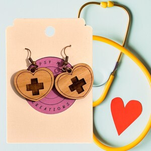 Laser Cut Heart Dangle Earrings for Healthcare Professionals