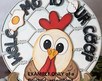 Welcome To Our Coop Chicken DIY Laser Cut Wood Sign Craft Paint Kit