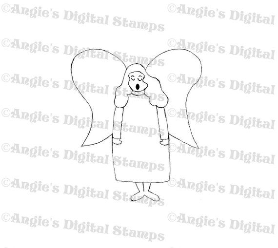 Angel Singing Digital Stamp