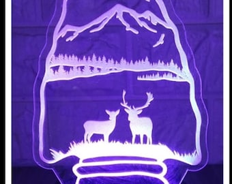 Acrylic LED Night Light with Colorful Designs- Handmade Tabletop Decor