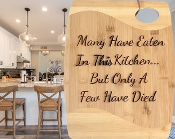 Many Have Eaten Laser Engraved Two-Tone Bamboo Cutting Board