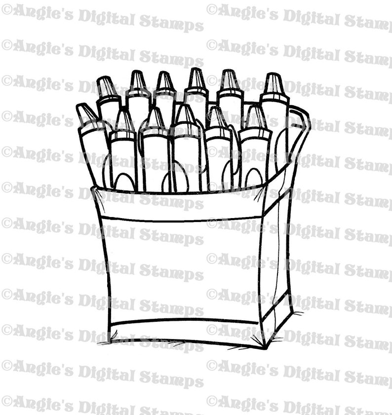 Box of Crayons Digital Stamp image 0