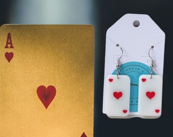 Handmade White Heart Card Acrylic Earrings