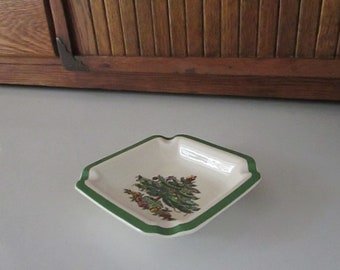 Spode Christmas Tree Small Square Ashtray – S3324C - Vintage Christmas Spode China - Christmas Ashtray