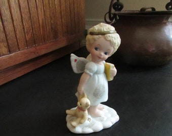 Angel & Teddy Bear Figurine  – Bedtime in the Clouds – Tender Hearts Collection – Katharine Stevenson - Vintage Bronson Collectibles Figure