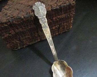 Bogata, Colombia , Souvenir Spoon – Bogata Coat of Arms Spoon – 0900 Coin Silver Spoon – Vintage Souvenir Demitasse Collector Spoon