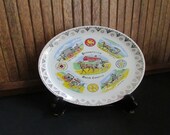 Pennsylvania Dutch Country Souvenir Plate Amish Buggy Plate with Hex Signs - Vintage Collectible Plate - Pennsylvania State Souvenir