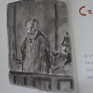 May include: A black and white illustration of two men in a room. The man on the left is wearing a suit and tie, and the man on the right is wearing a hat. The illustration is in a vintage style.