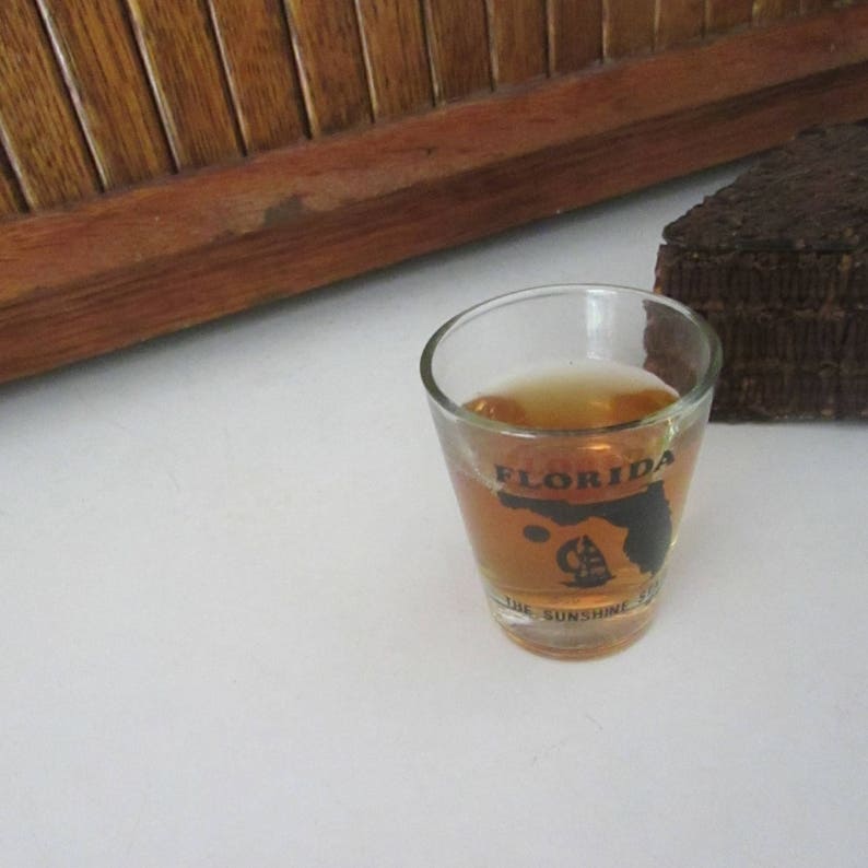 Vintage Souvenir Barware Florida Souvenir Shot Glass \u2013 The Sunshine State Clear Glass Jigger