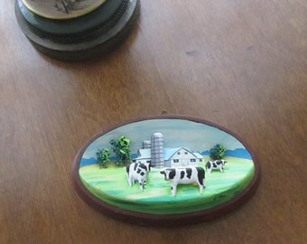 Black & White Cow Dairy Farm Picture – 3D Painted Plaque – Made in Conestoga, Home of the Conestoga Wagon