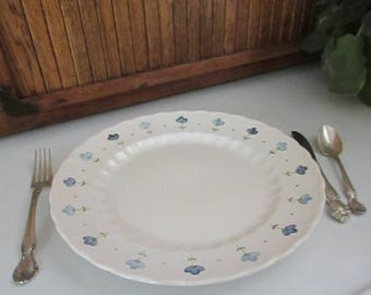 True Blue Dinner Plate – Poppytrail Blue Floral Plate -  Blue and Ivory White Dishes – Vernon Ware by Metlox