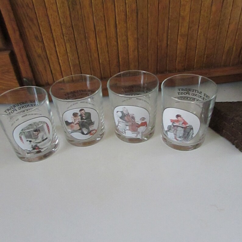 Norman Rockwell Saturday Evening Post Glasses Set of 4 Etsy