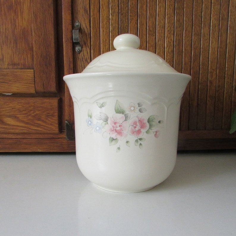 Pfaltzgraff Tea Rose Canister Pink Roses Floral Pattern Etsy