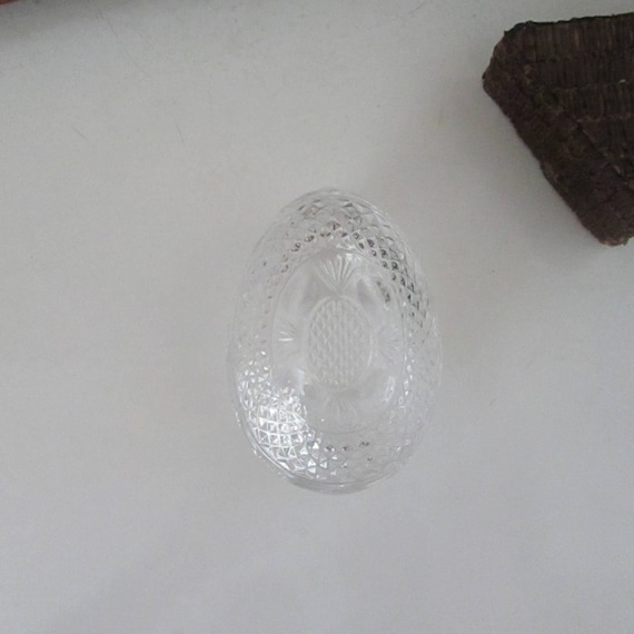 Lead Crystal Glass Egg Trinket Box Covered Egg Dish … Gem