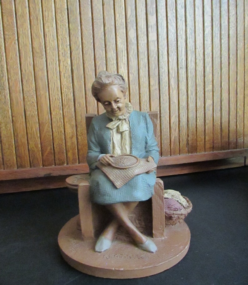 Grandma in Chair with Embroidery Figurine Rebecca Tom Clark Sculpture Thomas Clark Retired Collectible Figurine Cairn Studio image 3