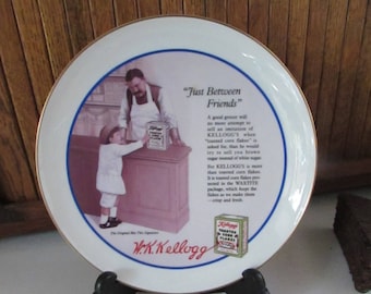 Toasted Corn Flakes – Just Between Friends – Kellogg’s Nostalgia Collection Porcelain Plate – Vintage Collector Plate with Original Box