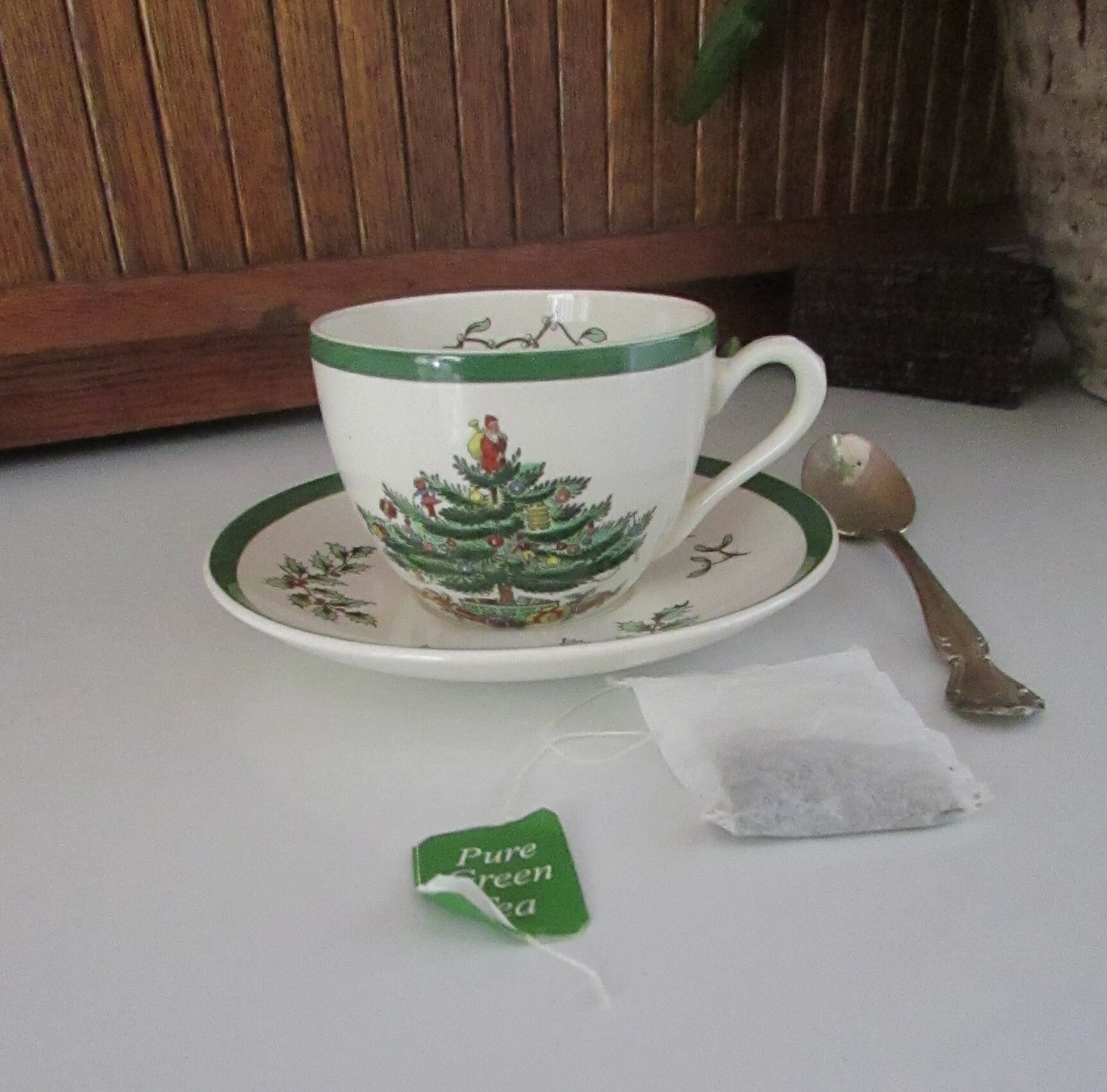 Spode Tea Cup and Saucer - Spode Christmas Tree Pattern S3324