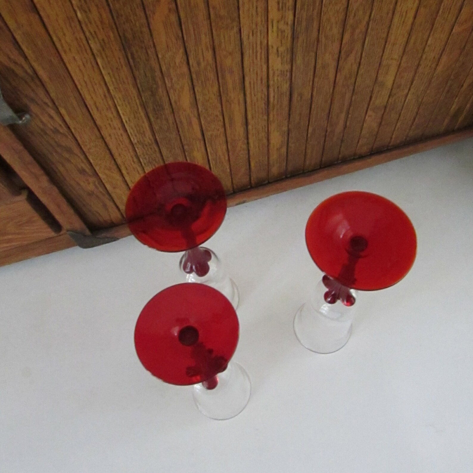 Bold Dark Red Stemmed Champagne Glasses Set of 3 Glasses Etsy