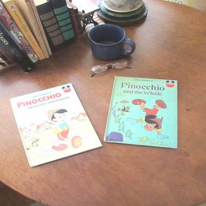 Pinocchio and Pinocchio and the Whale – 2 Pinocchio Books from Disney’s Wonderful World of Reading–  Vintage Illustrated Children’s Books