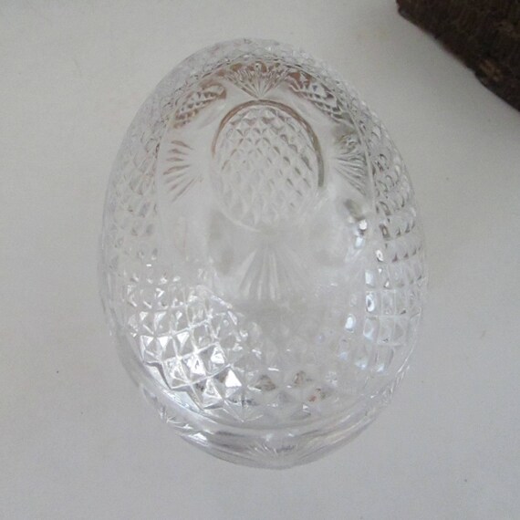 Lead Crystal Glass Egg Trinket Box Covered Egg Dish … Gem