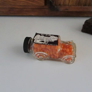 Antique Car Candy Container –Orange, Red or Green Candy –NOS –Fresh Pak Candy Co –4 oz. Container –Vintage Glass Candy Treats Figural Bottle